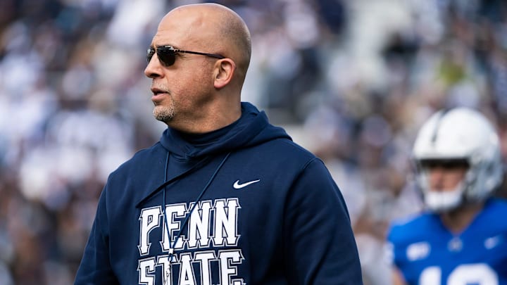Penn State head coach James Franklin watches during the Blue-White game at Beaver Stadium in April 2024. Penn State head coach James Franklin watches during the Blue-White game at Beaver Stadium in April 2024.