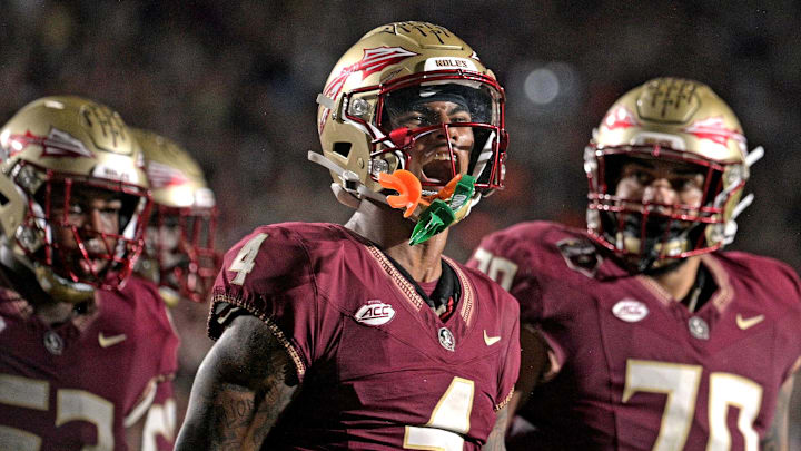 Nov 11, 2023; Tallahassee, Florida, USA; Florida State Seminoles wide receiver Keon Coleman (4)