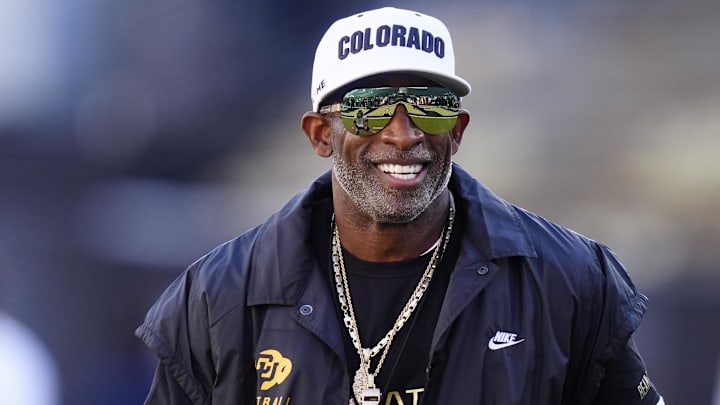 Nov 1, 2025; Boulder, Colorado, USA; Colorado Buffaloes head coach Deion Sanders before the game against the Arizona Wildcats at Folsom Field. Mandatory Credit: Ron Chenoy-Imagn Images Nov 1, 2025; Boulder, Colorado, USA; Colorado Buffaloes head coach Deion Sanders before the game against the Arizona Wildcats at Folsom Field. Mandatory Credit: Ron Chenoy-Imagn Images
