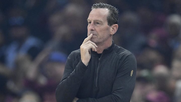 Oct 14, 2025; Cleveland, Ohio, USA; Cleveland Cavaliers head coach Kenny Atkinson stands on the sideline in the first quarter against the Detroit Pistons at Rocket Arena. Mandatory Credit: David Richard-Imagn Images Oct 14, 2025; Cleveland, Ohio, USA; Cleveland Cavaliers head coach Kenny Atkinson stands on the sideline in the first quarter against the Detroit Pistons at Rocket Arena. Mandatory Credit: David Richard-Imagn Images