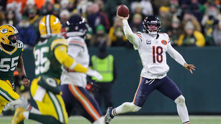 Chicago Bears quarterback Caleb Williams (18) passes the ball against the Green Bay Packers on Sunday, December 7, 2025, at Lambeau Field in Green Bay, Wis. The Packers won the game, 28-21.
Tork Mason/USA TODAY NETWORK-Wisconsin Chicago Bears quarterback Caleb Williams (18) passes the ball against the Green Bay Packers on Sunday, December 7, 2025, at Lambeau Field in Green Bay, Wis. The Packers won the game, 28-21.
Tork Mason/USA TODAY NETWORK-Wisconsin