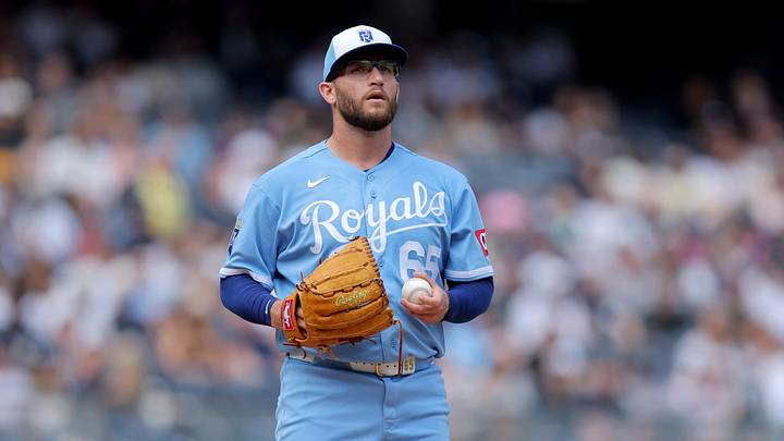 Kansas City Royals pitcher Noah Cameron on the mound during a 2026 start