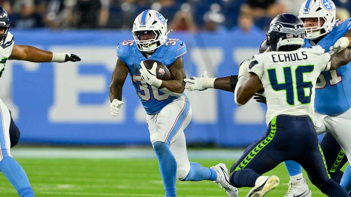 Aug 23, 2026; Nashville, Tennessee, USA; Tennessee Titans running back Julius Chestnut (36) runs with the ball against the Seattle Seahawks during the second half at Nissan Stadium. Mandatory Credit: Steve Roberts-Imagn Images Aug 23, 2026; Nashville, Tennessee, USA; Tennessee Titans running back Julius Chestnut (36) runs with the ball against the Seattle Seahawks during the second half at Nissan Stadium. Mandatory Credit: Steve Roberts-Imagn Images