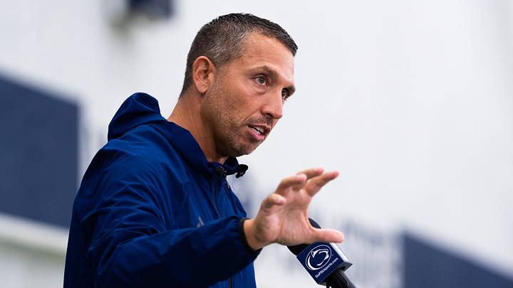 Penn State Nittany Lions football coach Matt Campbell answers a question during a press conference at football media day in Holuba Hall. Penn State Nittany Lions football coach Matt Campbell answers a question during a press conference at football media day in Holuba Hall.
