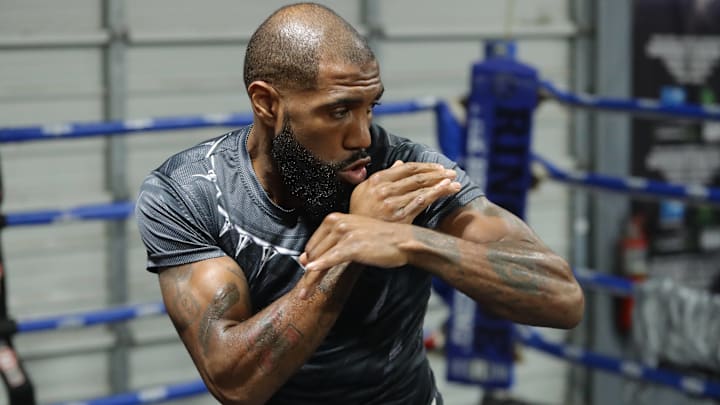 Steven Nelson at a media workout at B&B Boxing Gym in Omaha, Nebraska. Steven Nelson at a media workout at B&B Boxing Gym in Omaha, Nebraska.