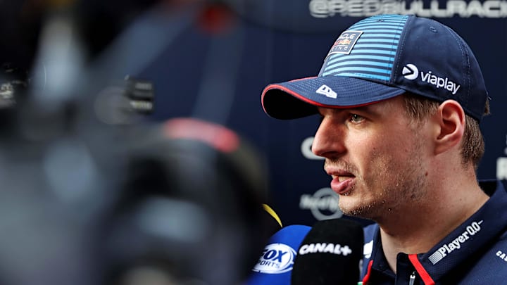 May 2, 2024; Miami Gardens, Florida, USA; Red Bull Racing driver Max Verstappen (1) talks with the