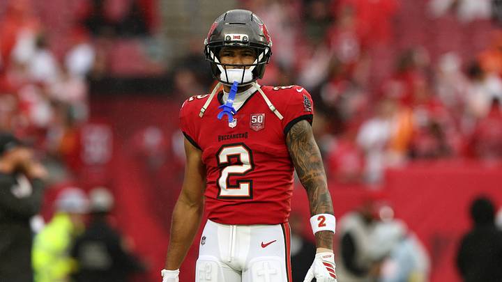 Tampa Bay Buccaneers wide receiver Emeka Egbuka (2) warms up before the game against the Carolina Panthers at Raymond James Stadium. Tampa Bay Buccaneers wide receiver Emeka Egbuka (2) warms up before the game against the Carolina Panthers at Raymond James Stadium.