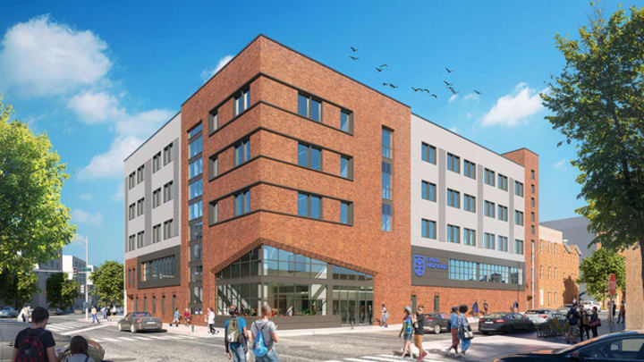 The Earl Monroe New Renaissance Basketball School, a 69,000-square-foot facility located in the Mott Haven section of the South Bronx, was designed by ESKW/Architects and IMC Architecture. It will feature architectural facade elements inspired by field houses of the early 1900s, such as an arched entrance, as well as state-of-the-art media production, education and athletic facilities that will serve the school's 400-plus students in ninth through 12th grade.