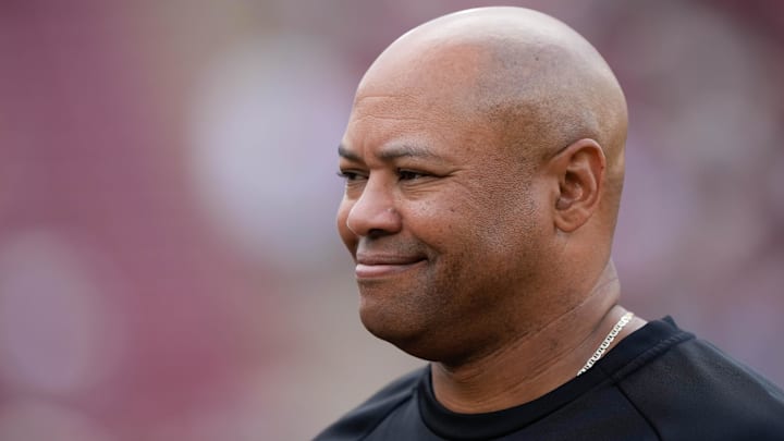 Sep 10, 2022; Stanford, California, USA; Stanford Cardinal head coach David Shaw smiles before the start of the first quarter against the USC Trojans at Stanford Stadium. Sep 10, 2022; Stanford, California, USA; Stanford Cardinal head coach David Shaw smiles before the start of the first quarter against the USC Trojans at Stanford Stadium.