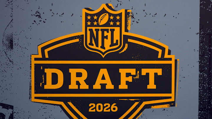 Feb 6, 2026; San Francisco, CA, USA; The 2026 NFL Draft logo at the Super Bowl LX Experience at the Moscone Center. Feb 6, 2026; San Francisco, CA, USA; The 2026 NFL Draft logo at the Super Bowl LX Experience at the Moscone Center.