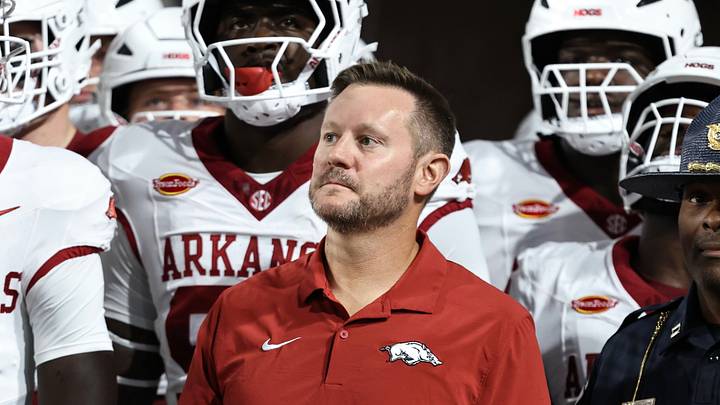 Arkansas Razorbacks coach Ryan Silverfield scans the crowd of Rice-Eccles Stadium ahead of its game against the Utah Utes on Saturday, Sept. 12, 2026. Arkansas Razorbacks coach Ryan Silverfield scans the crowd of Rice-Eccles Stadium ahead of its game against the Utah Utes on Saturday, Sept. 12, 2026.