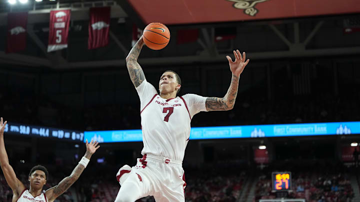 Arkansas' Trevon Brazile dunks against the Southern Jaguars in the season opener as part of a career-high 25 points. The Razorbacks won 109-77. Arkansas' Trevon Brazile dunks against the Southern Jaguars in the season opener as part of a career-high 25 points. The Razorbacks won 109-77.