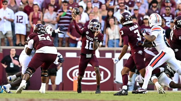 Texas A&M Aggies quarterback Marcel Reed (10) throws the ball against the Auburn Tigers during the second half at Kyle Field. Texas A&M Aggies quarterback Marcel Reed (10) throws the ball against the Auburn Tigers during the second half at Kyle Field.