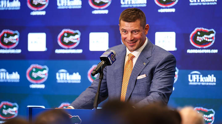Florida Football Hosts Press Conference Introducing New Head Coach Jon Sumrall Florida Football Hosts Press Conference Introducing New Head Coach Jon Sumrall