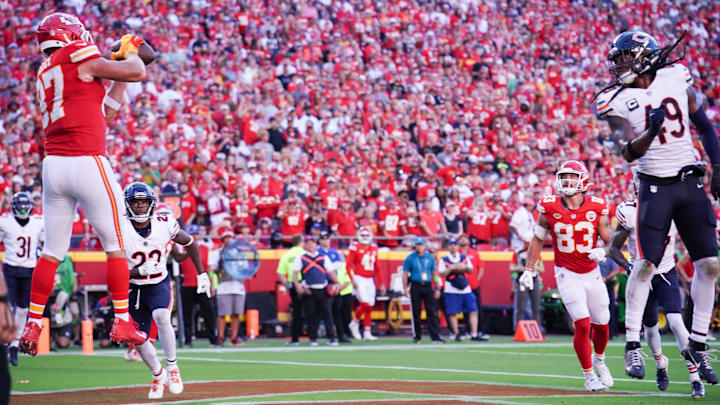 Tremaine Edmunds can't prevent a Chiefs TD pass to Travis Kelce. Tremaine Edmunds can't prevent a Chiefs TD pass to Travis Kelce.