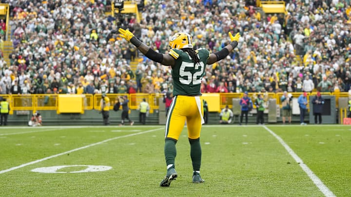 Green Bay Packers defensive lineman Rashan Gary (52) during the game against the Arizona Cardinals at Lambeau Field. 