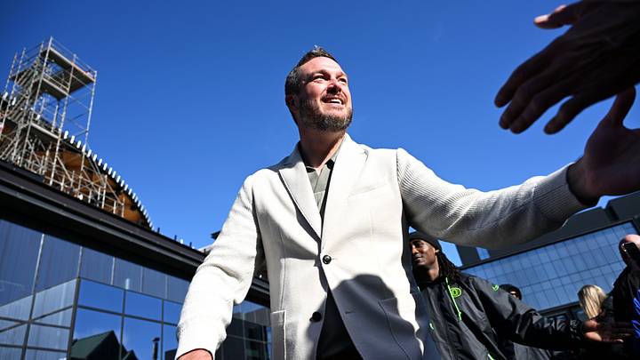 Oct 10, 2026; Eugene, Oregon, USA;  Oregon Ducks head coach Dan Lanning greets fans before the game against the UCLA Bruins at Autzen Stadium.  Mandatory Credit: Troy Wayrynen-Imagn Images