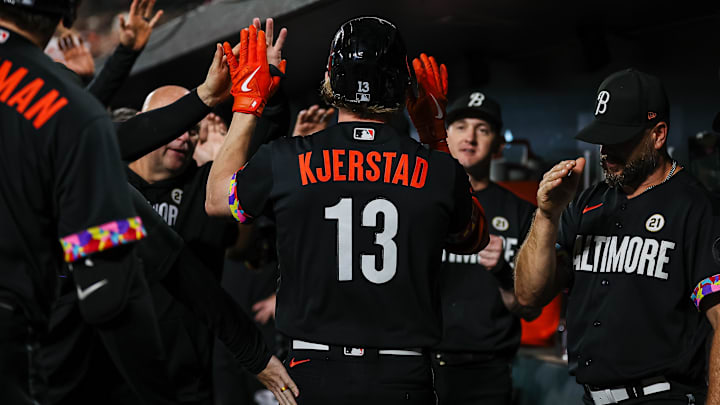 Sep 15, 2023; Baltimore, Maryland, USA; Baltimore Orioles right fielder Heston Kjerstad (13) Sep 15, 2023; Baltimore, Maryland, USA; Baltimore Orioles right fielder Heston Kjerstad (13)
