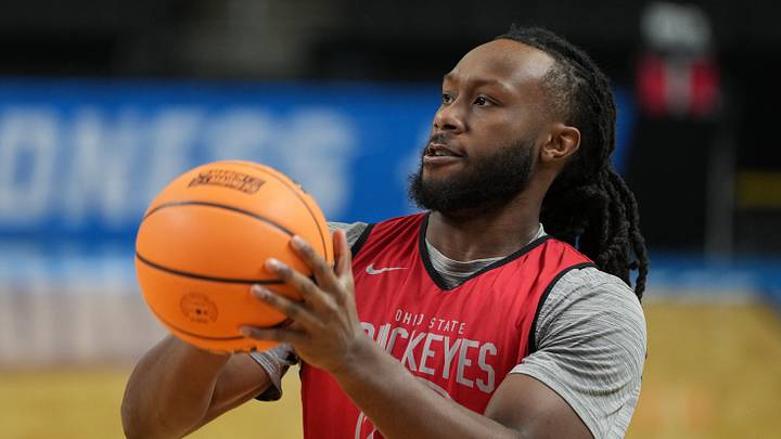 Mar 18, 2026; Greenville, SC, USA; Ohio State Buckeyes guard Bruce Thornton (2) during a practice session ahead of the first round of the men's 2026 NCAA Tournament at Bon Secours Wellness Arena. Mandatory Credit: Bob Donnan-Imagn Images Mar 18, 2026; Greenville, SC, USA; Ohio State Buckeyes guard Bruce Thornton (2) during a practice session ahead of the first round of the men's 2026 NCAA Tournament at Bon Secours Wellness Arena. Mandatory Credit: Bob Donnan-Imagn Images