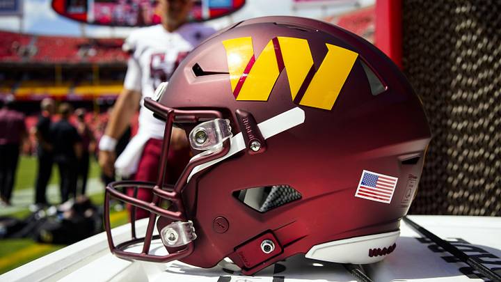Aug 20, 2022; Kansas City, Missouri, USA; A detailed view of a Washington Commanders helmet prior to the game against the Kansas City Chiefs at GEHA Field at Arrowhead Stadium. Mandatory Credit: Jay Biggerstaff-Imagn Images Aug 20, 2022; Kansas City, Missouri, USA; A detailed view of a Washington Commanders helmet prior to the game against the Kansas City Chiefs at GEHA Field at Arrowhead Stadium. Mandatory Credit: Jay Biggerstaff-Imagn Images