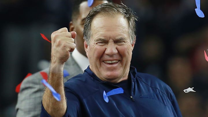 2017: Bill Belichick celebrates after Super Bowl LI where the New England Patriots vs The Atlanta Falcon at NRG Stadium, Houston.