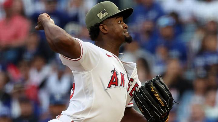May 16, 2026; Anaheim, California, USA; Los Angeles Angels pitcher Jose Soriano (59) pitches during the first inning against the Los Angeles Dodgers at Angel Stadium. Mandatory Credit: Kiyoshi Mio-Imagn Images May 16, 2026; Anaheim, California, USA; Los Angeles Angels pitcher Jose Soriano (59) pitches during the first inning against the Los Angeles Dodgers at Angel Stadium. Mandatory Credit: Kiyoshi Mio-Imagn Images