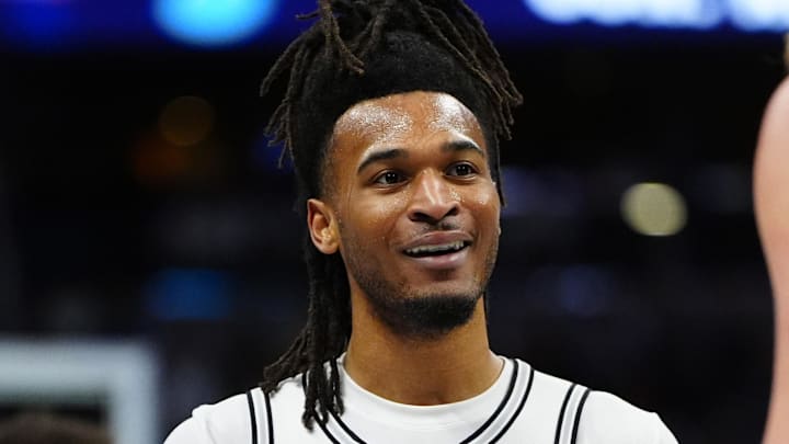 Apr 4, 2026; Denver, Colorado, USA; San Antonio Spurs guard Stephon Castle (5) reacts towards Denver Nuggets center Nikola Jokic (15) in the third quarter at Ball Arena. Mandatory Credit: Ron Chenoy-Imagn Images Apr 4, 2026; Denver, Colorado, USA; San Antonio Spurs guard Stephon Castle (5) reacts towards Denver Nuggets center Nikola Jokic (15) in the third quarter at Ball Arena. Mandatory Credit: Ron Chenoy-Imagn Images