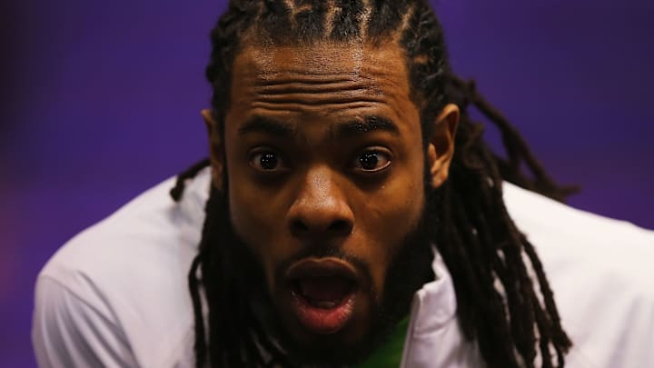Richard Sherman at the Super Bowl XLIX Media Day Richard Sherman at the Super Bowl XLIX Media Day