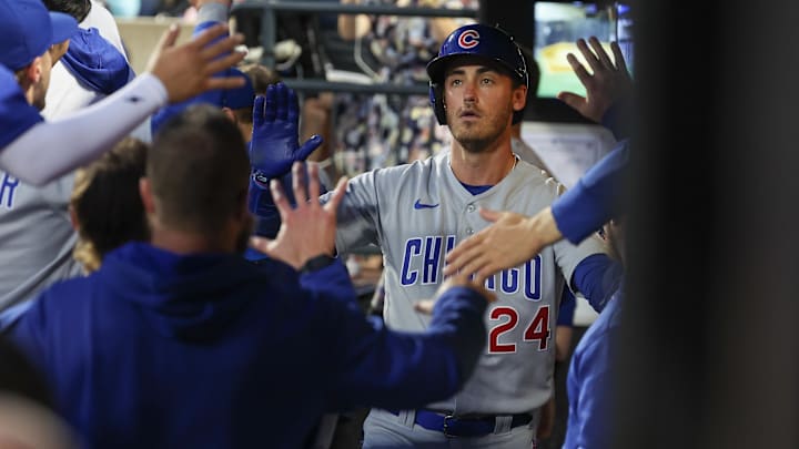Aug 8, 2023; New York City, New York, USA; Chicago Cubs center fielder Cody Bellinger (24)