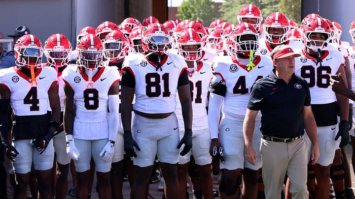 Georgia football coach Kirby Smart against the Arkansas Razorbacks. Georgia football coach Kirby Smart against the Arkansas Razorbacks.