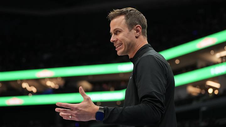 Mar 13, 2026; Charlotte, NC, USA; Duke Blue Devils head coach Jon Scheyer reacts in the first half at Spectrum Center. Mandatory Credit: Bob Donnan-Imagn Images