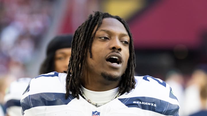 Seattle Seahawks cornerback Riq Woolen Seattle Seahawks cornerback Riq Woolen