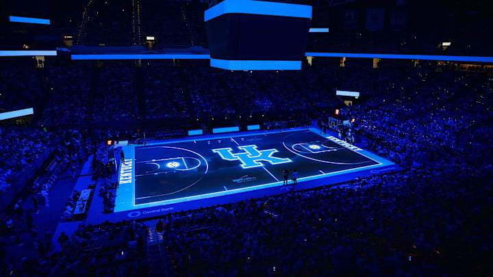 The Kentucky Wildcats wowed the fans with an LED-embedded glass floor during Big Blue Madness at Rupp Arena on Friday, Oct. 11, 2024.