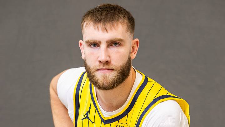 Sep 28, 2026; Indianapolis, IN, USA;  Indiana Pacers guard Braden Smith (3) poses for a photo during media day.  Mandatory Credit: Trevor Ruszkowski-Imagn Images