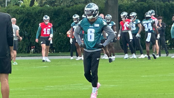 Eagles WR DeVonta Smith at minicamp on June 10, 2025. Eagles WR DeVonta Smith at minicamp on June 10, 2025.