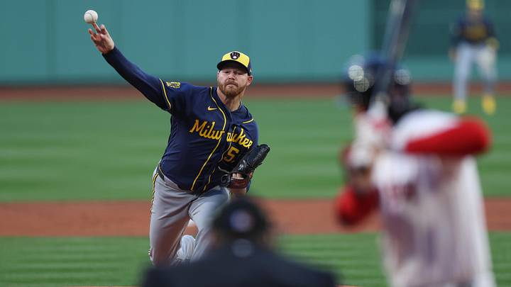 Apr 6, 2026; Boston, Massachusetts, USA; Milwaukee Brewers starting pitcher Brandon Woodruff (53) delivers a pitch during the first inning against the Boston Red Sox at Fenway Park. Mandatory Credit: Paul Rutherford-Imagn Images Apr 6, 2026; Boston, Massachusetts, USA; Milwaukee Brewers starting pitcher Brandon Woodruff (53) delivers a pitch during the first inning against the Boston Red Sox at Fenway Park. Mandatory Credit: Paul Rutherford-Imagn Images