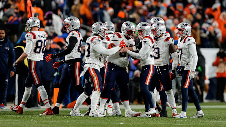 Dec 24, 2023; Denver, Colorado, USA; New England Patriots place kicker Chad Ryland (37) celebrates