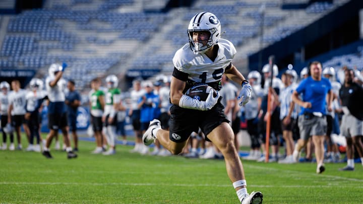BYU wide receiver Tiger Bachmeier at Fall Camp