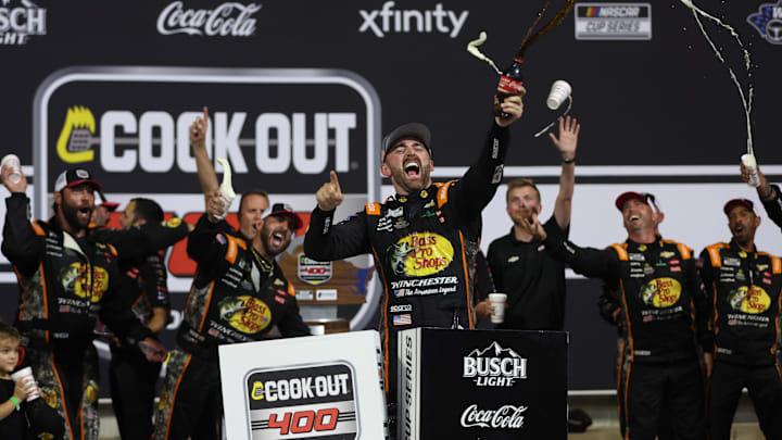 Aug 16, 2025; Richmond, Virginia, USA; NASCAR Cup Series driver Austin Dillon (3) celebrates in victory lane after winning the Cook Out 400 at Richmond Raceway. Mandatory Credit: Amber Searls-Imagn Images Aug 16, 2025; Richmond, Virginia, USA; NASCAR Cup Series driver Austin Dillon (3) celebrates in victory lane after winning the Cook Out 400 at Richmond Raceway. Mandatory Credit: Amber Searls-Imagn Images