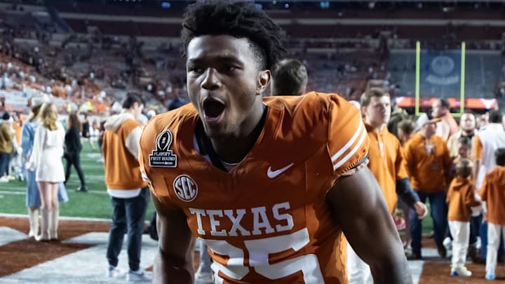 Dec 21, 2024; Austin, Texas, USA; Texas Longhorns defensive back Jelani McDonald (25) against the Clemson Tigers during the CFP National playoff first round at Darrell K Royal-Texas Memorial Stadium. Mandatory Credit: Mark J. Rebilas-Imagn Images