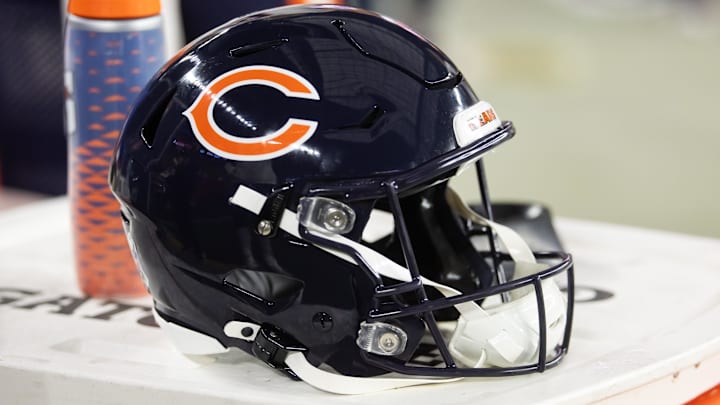 Nov 3, 2024; Glendale, Arizona, USA; Detailed view of a Chicago Bears helmet at State Farm Stadium. Mandatory Credit: Mark J. Rebilas-Imagn Images Nov 3, 2024; Glendale, Arizona, USA; Detailed view of a Chicago Bears helmet at State Farm Stadium. Mandatory Credit: Mark J. Rebilas-Imagn Images