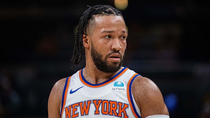 May 17, 2024; Indianapolis, Indiana, USA; New York Knicks guard Jalen Brunson (11) during game six of the second round for the 2024 NBA playoffs against the Indiana Pacers at Gainbridge Fieldhouse. Mandatory Credit: Trevor Ruszkowski-USA TODAY Sports