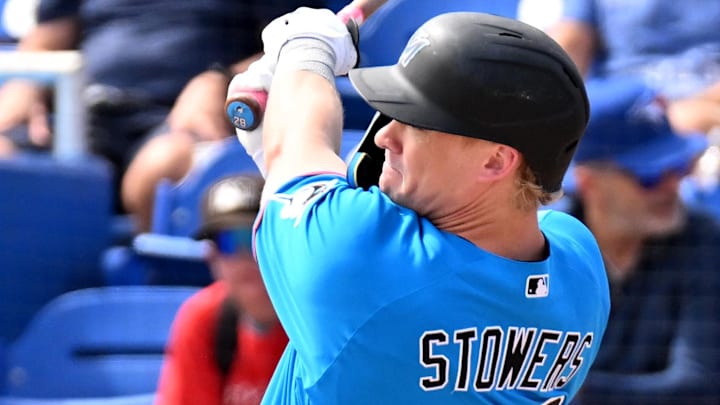 Miami Marlins left fielder Kyle Stowers 