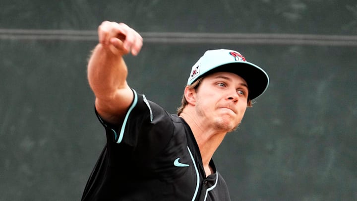 Arizona Diamondbacks pitcher Drey Jameson during spring training practice at Salt River Fields at Talking Stick in Scottsdale on Feb. 13, 2025. Arizona Diamondbacks pitcher Drey Jameson during spring training practice at Salt River Fields at Talking Stick in Scottsdale on Feb. 13, 2025.