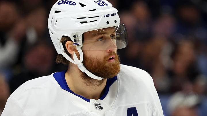 Mar 14, 2026; Buffalo, New York, USA;  Toronto Maple Leafs right wing William Nylander (88) before the start of the second period against the Buffalo Sabres at KeyBank Center. Mandatory Credit: Timothy T. Ludwig-Imagn Images