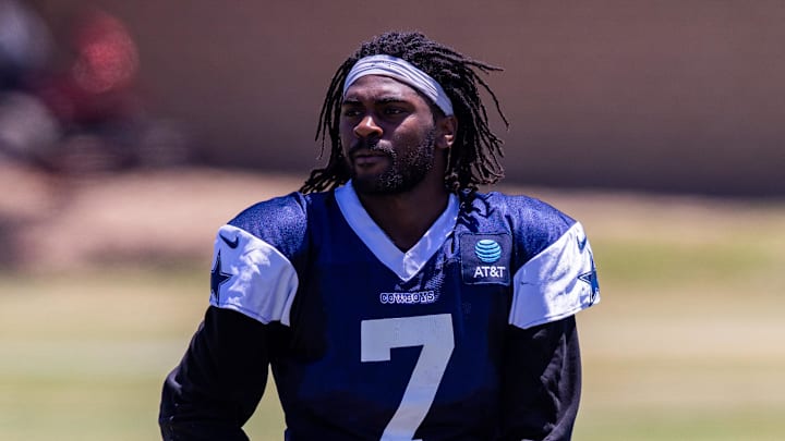 Dallas Cowboys cornerback Trevon Diggs during training camp at River Ridge Playing Fields in Oxnard, California. Dallas Cowboys cornerback Trevon Diggs during training camp at River Ridge Playing Fields in Oxnard, California.