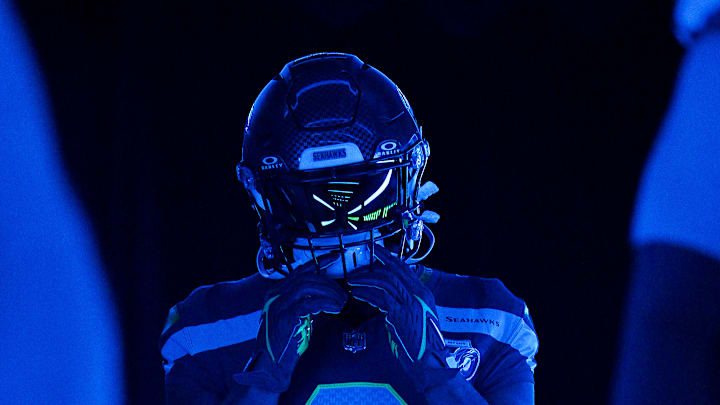 Kenneth Walker of the Seattle Seahawks enters the game