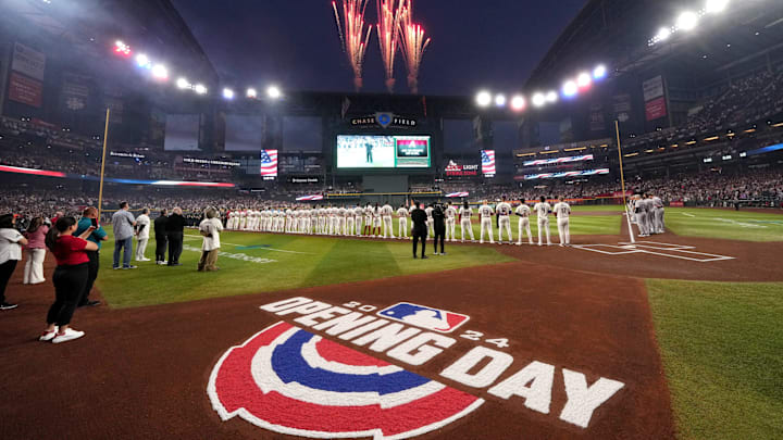 The Arizona Diamondbacks play the Colorado Rockies on Opening Day at Chase Field. The Arizona Diamondbacks play the Colorado Rockies on Opening Day at Chase Field.