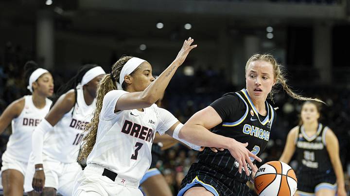 Apr 29, 2026; Chicago, IL, USA; Chicago Sky guard Hailey van Lith (2) drives to the basket during the first half of a WNBA preseason game against the Atlanta Dream at Wintrust Arena. Mandatory Credit: Kamil Krzaczynski-Imagn Images