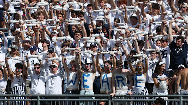 Penn State students cheer on the Nittany Lions during the second quarter against the UCLA Bruins at Beaver Stadium.